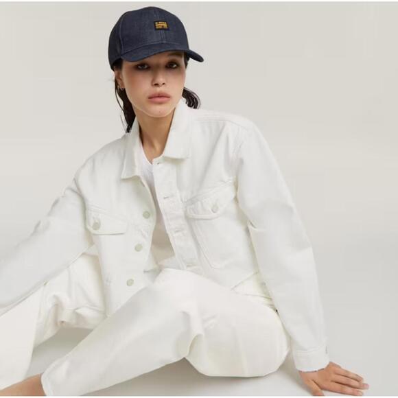 NWT G-Star RAW Women’s Cropped Wander Denim Jacket Chalk White Size Medium - Picture 9 of 10